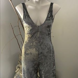 Sooo cute thin velvet silver jumpsuit!! NWOT